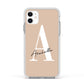 Personalised Nude Colour Initial Apple iPhone 11 in White with White Impact Case
