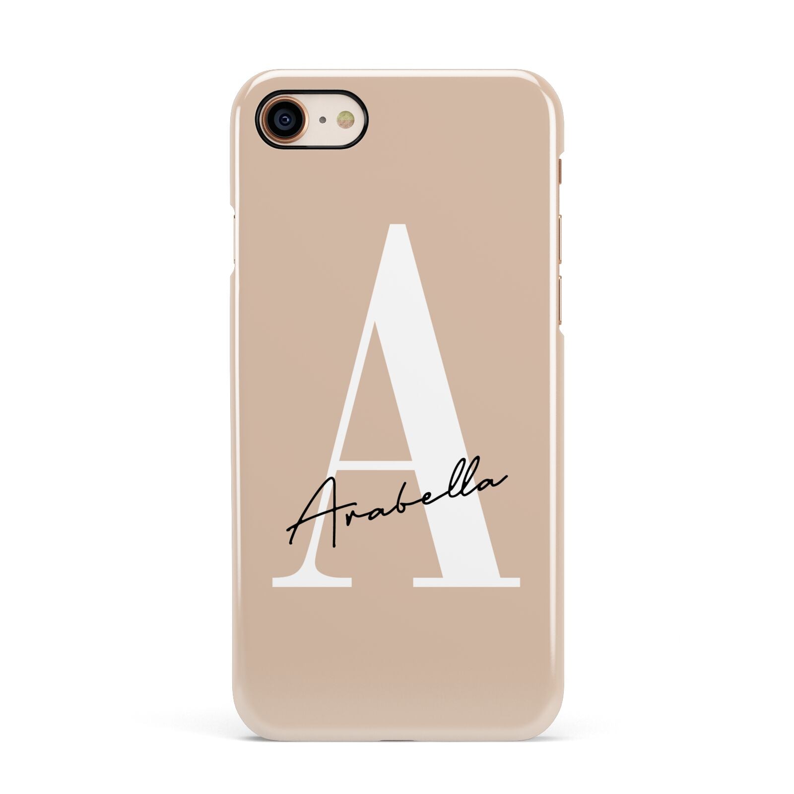 Personalised Nude Colour Initial Apple iPhone 7 8 3D Snap Case