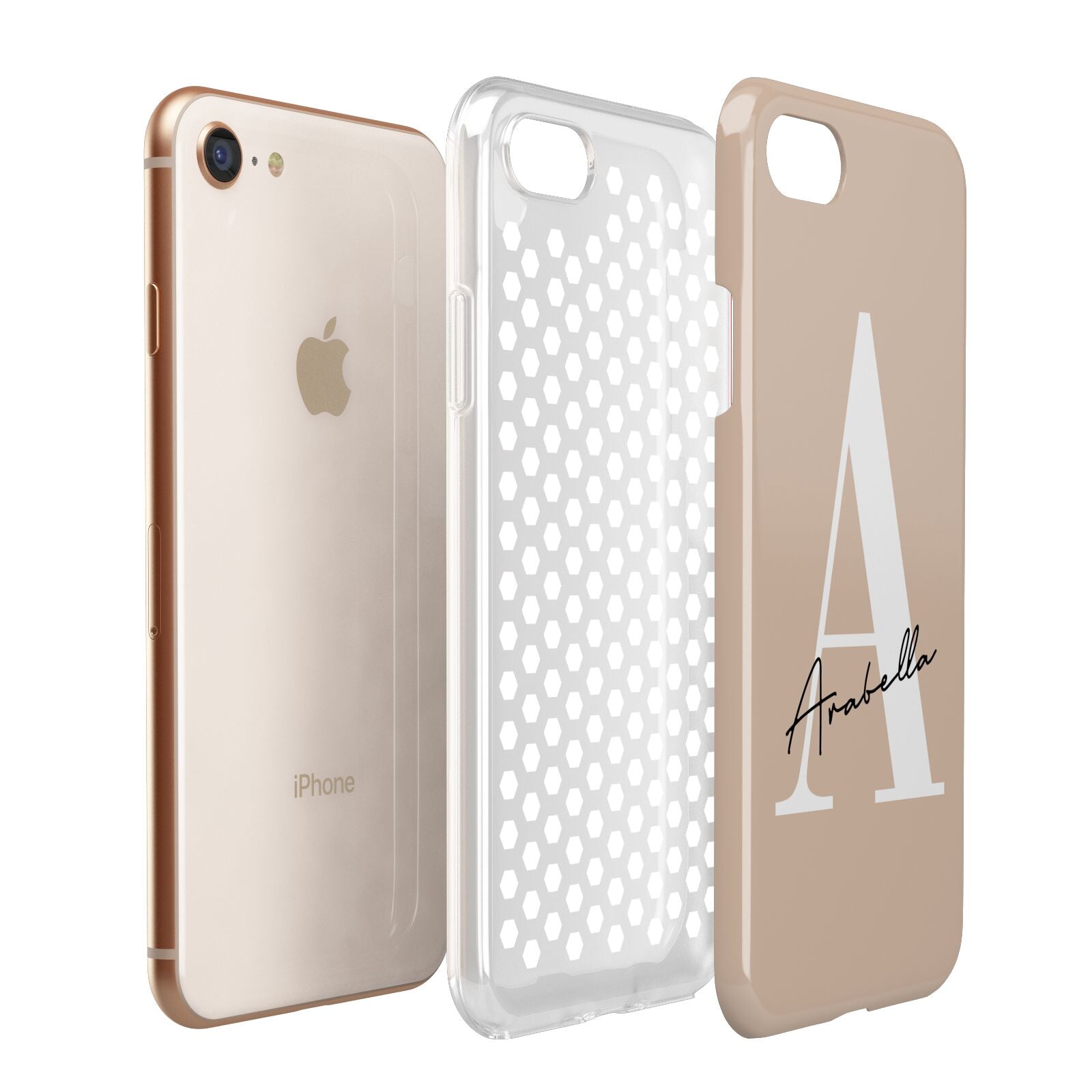 Personalised Nude Colour Initial Apple iPhone 7 8 3D Tough Case Expanded View