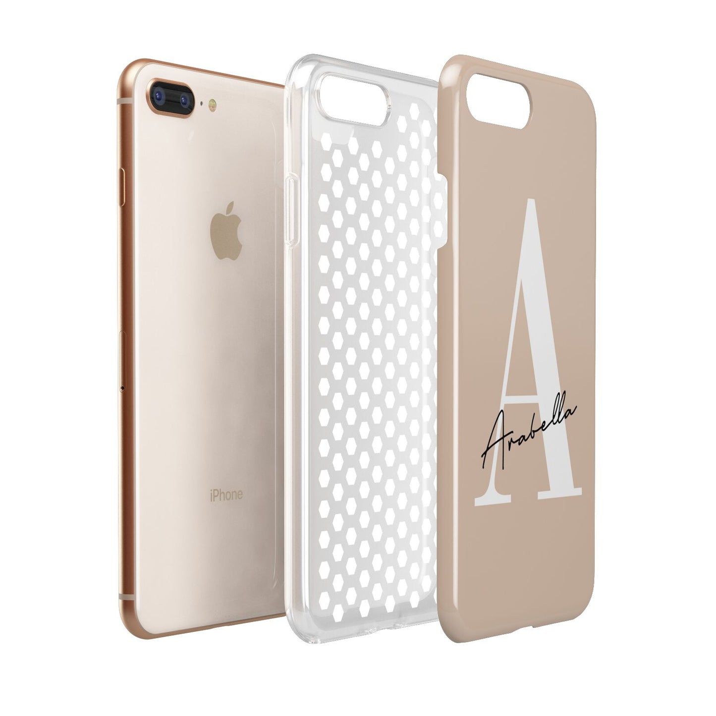 Personalised Nude Colour Initial Apple iPhone 7 8 Plus 3D Tough Case Expanded View