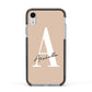 Personalised Nude Colour Initial Apple iPhone XR Impact Case Black Edge on Silver Phone