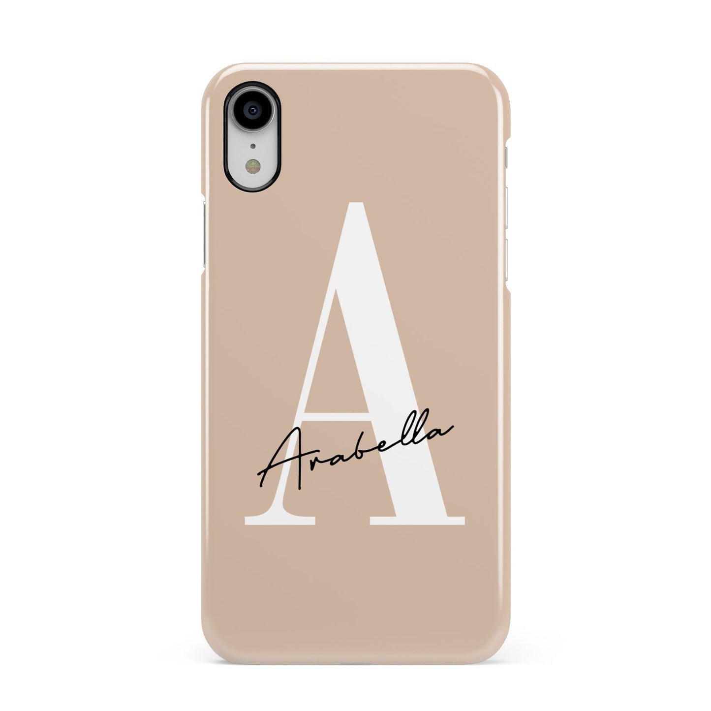 Personalised Nude Colour Initial Apple iPhone XR White 3D Snap Case