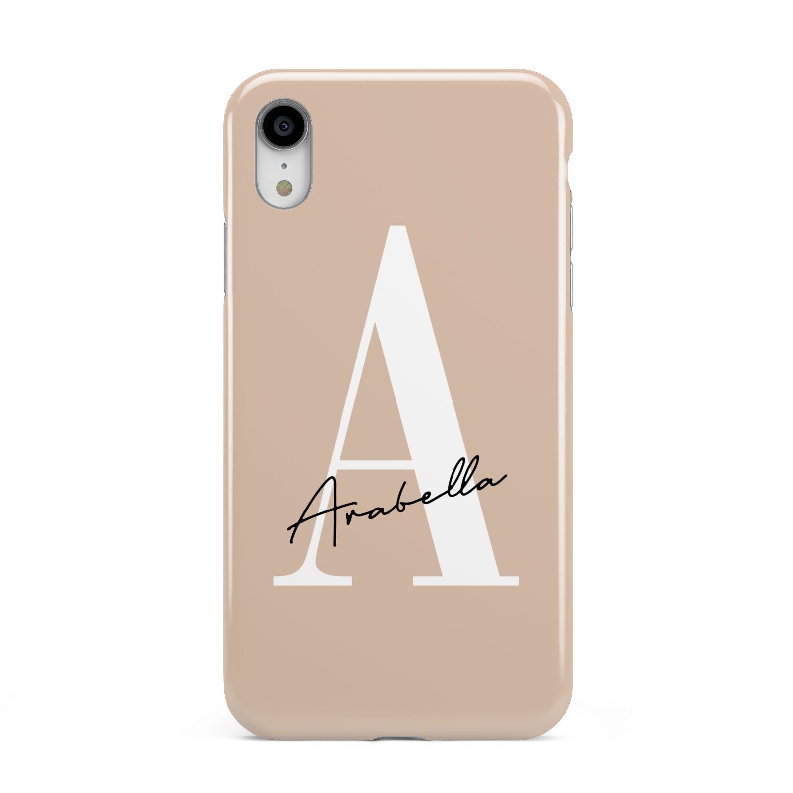 Personalised Nude Colour Initial Apple iPhone XR White 3D Tough Case