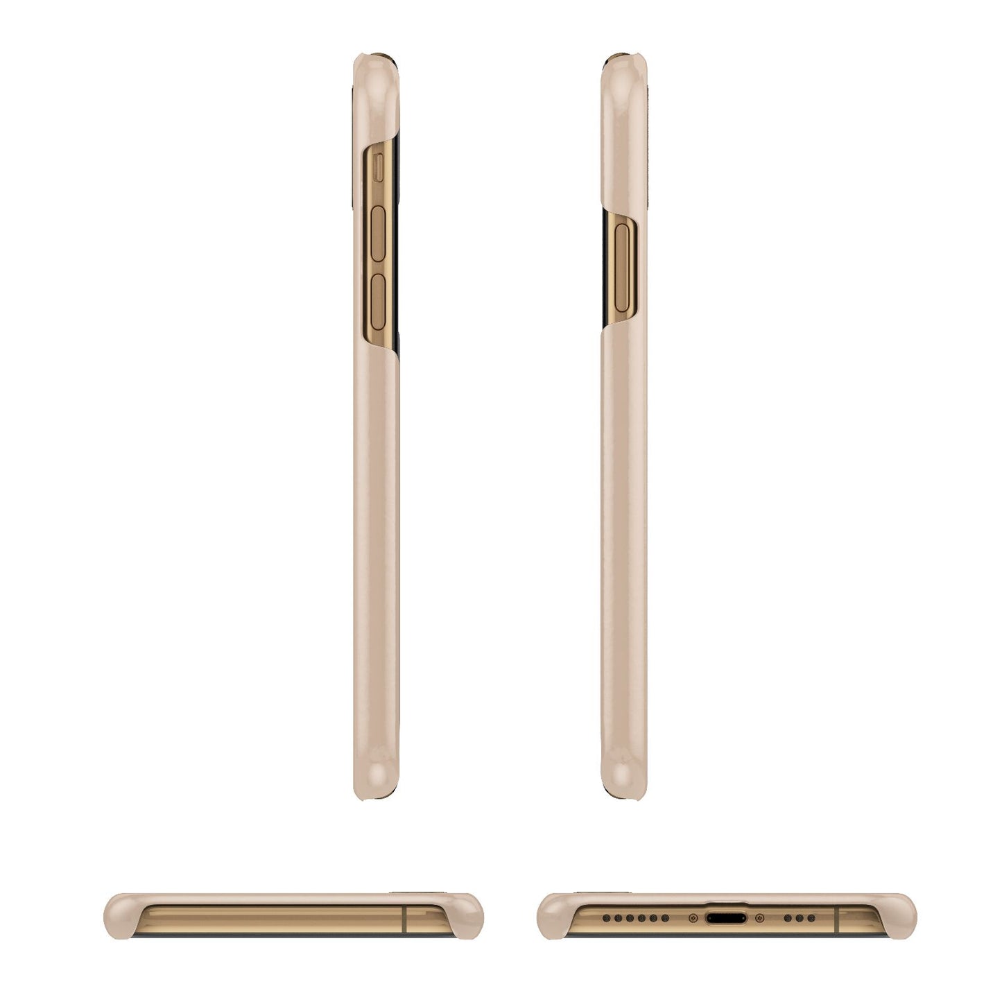 Personalised Nude Colour Initial Apple iPhone Xs 3D Wrap Snap Case Angled Images