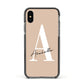 Personalised Nude Colour Initial Apple iPhone Xs Impact Case Black Edge on Black Phone