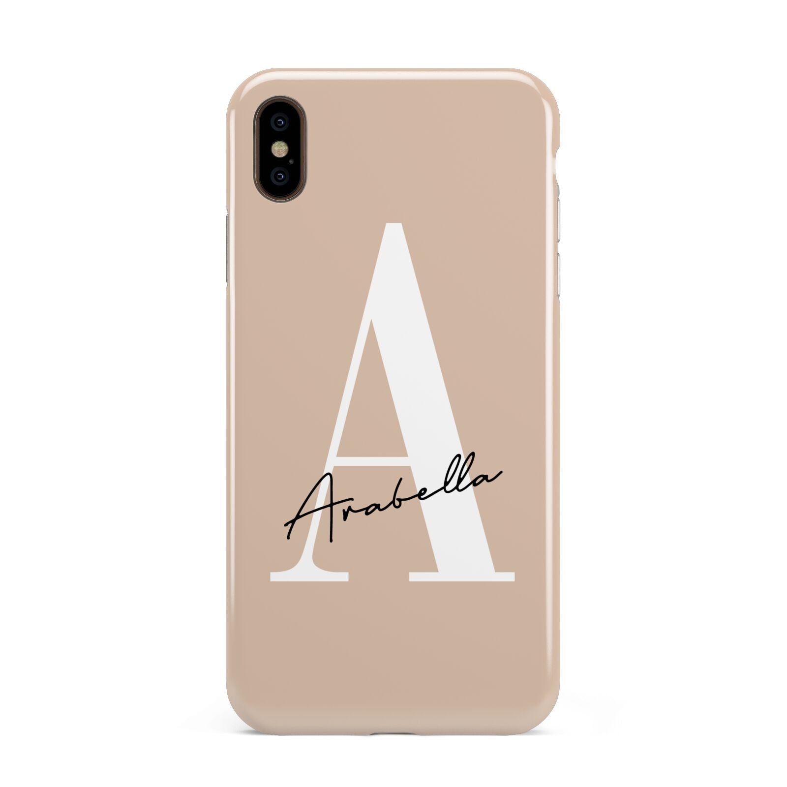 Personalised Nude Colour Initial Apple iPhone Xs Max 3D Tough Case