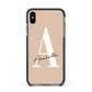 Personalised Nude Colour Initial Apple iPhone Xs Max Impact Case Black Edge on Black Phone