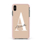 Personalised Nude Colour Initial Apple iPhone Xs Max Impact Case Pink Edge on Black Phone