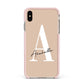 Personalised Nude Colour Initial Apple iPhone Xs Max Impact Case Pink Edge on Gold Phone