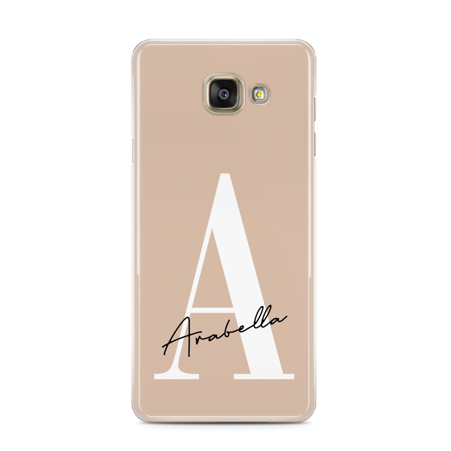 Personalised Nude Colour Initial Samsung Galaxy A3 2016 Case on gold phone