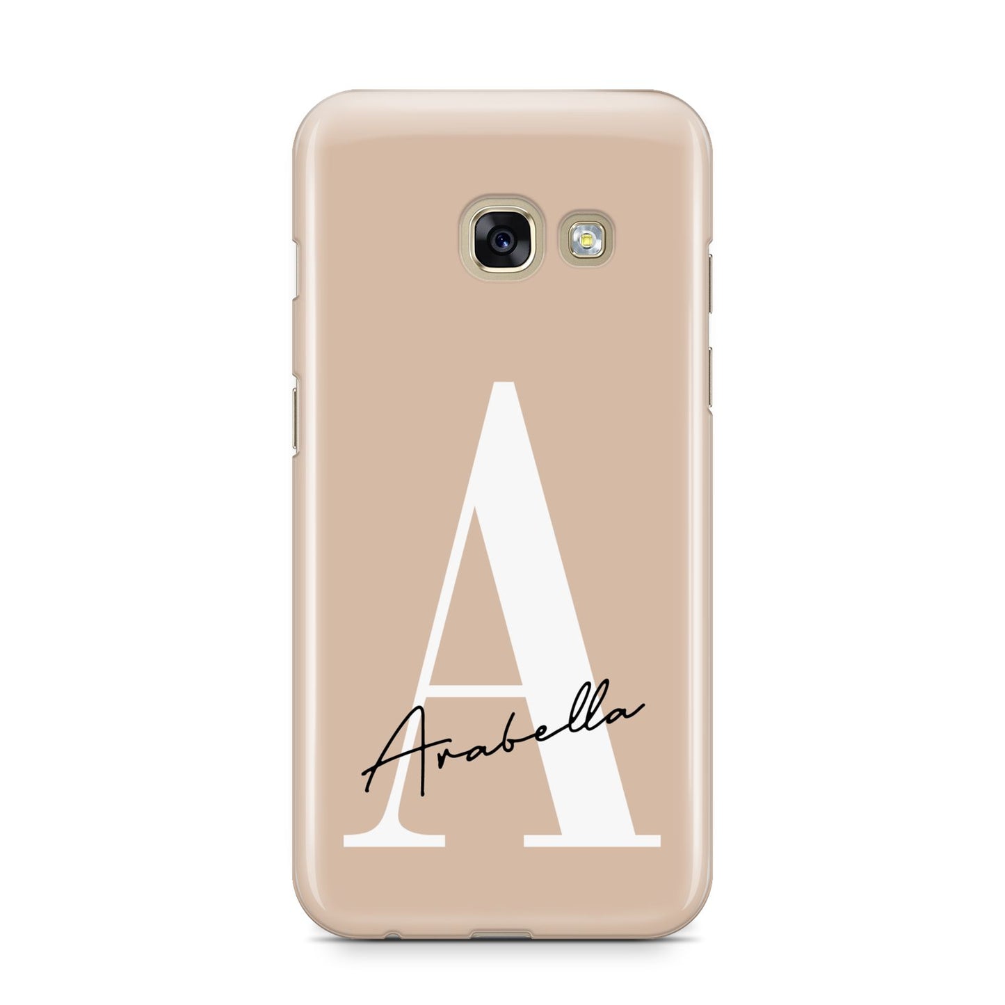 Personalised Nude Colour Initial Samsung Galaxy A3 2017 Case on gold phone