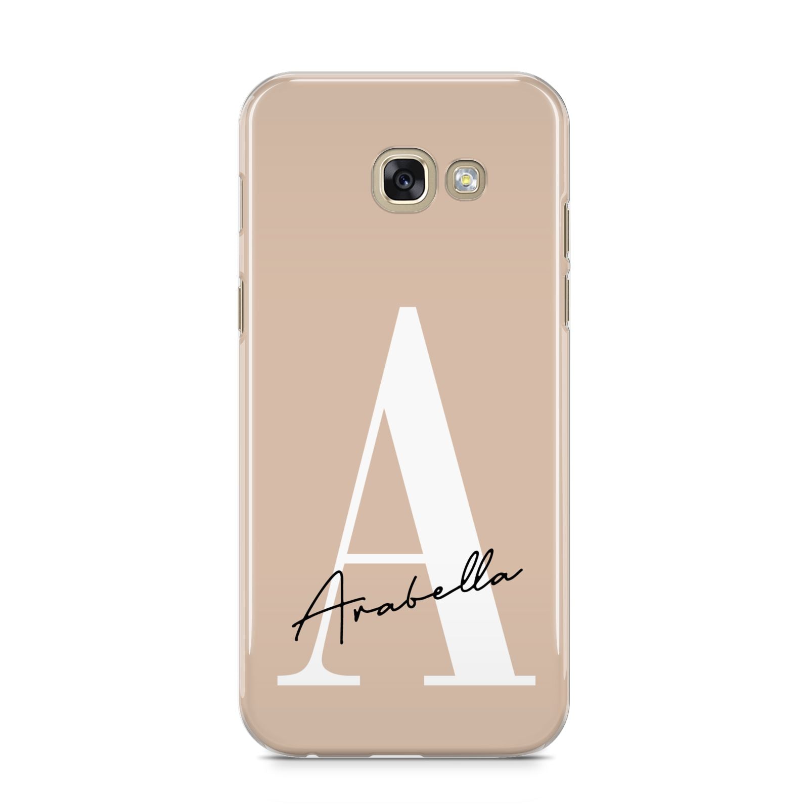 Personalised Nude Colour Initial Samsung Galaxy A5 2017 Case on gold phone