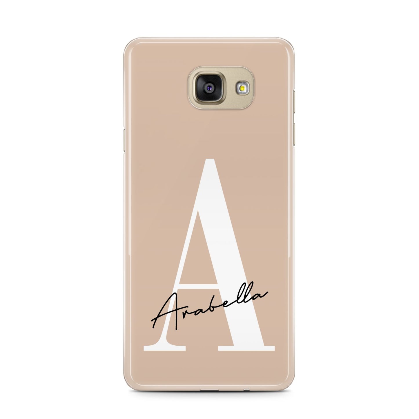 Personalised Nude Colour Initial Samsung Galaxy A7 2016 Case on gold phone