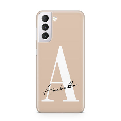 Personalised Nude Colour Initial Samsung S21 Case