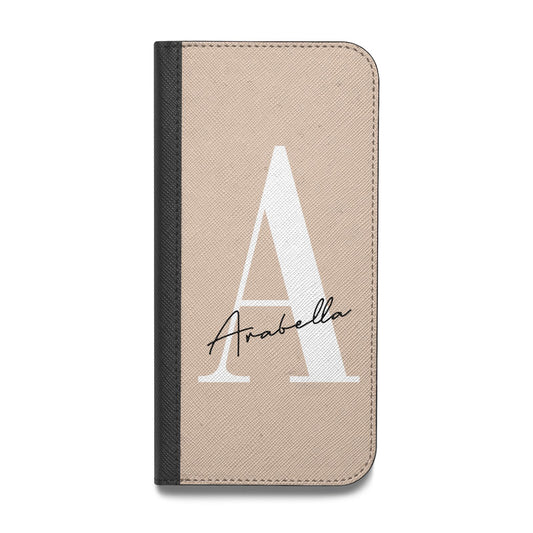 Personalised Nude Colour Initial Vegan Leather Flip Samsung Case