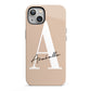 Personalised Nude Colour Initial iPhone 13 Full Wrap 3D Tough Case