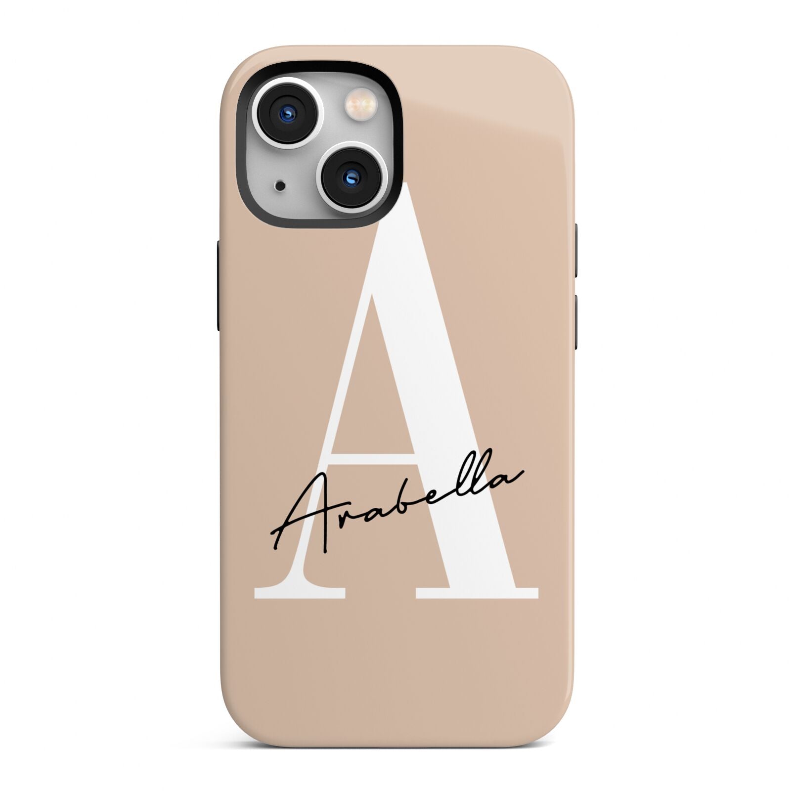 Personalised Nude Colour Initial iPhone 13 Mini Full Wrap 3D Tough Case