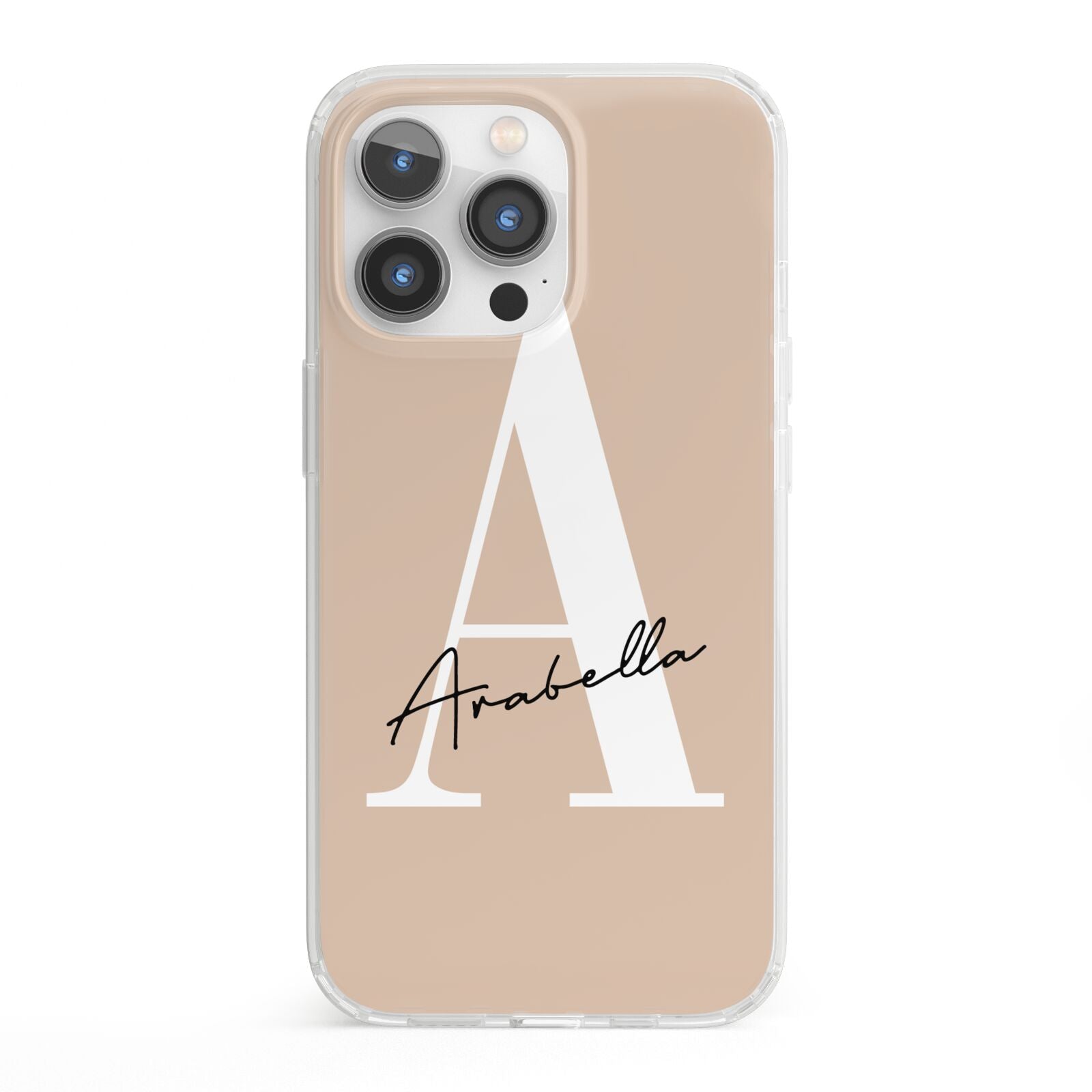 Personalised Nude Colour Initial iPhone 13 Pro Clear Bumper Case