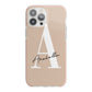 Personalised Nude Colour Initial iPhone 13 Pro Max TPU Impact Case with Pink Edges
