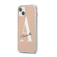 Personalised Nude Colour Initial iPhone 14 Plus Clear Tough Case Starlight Angled Image