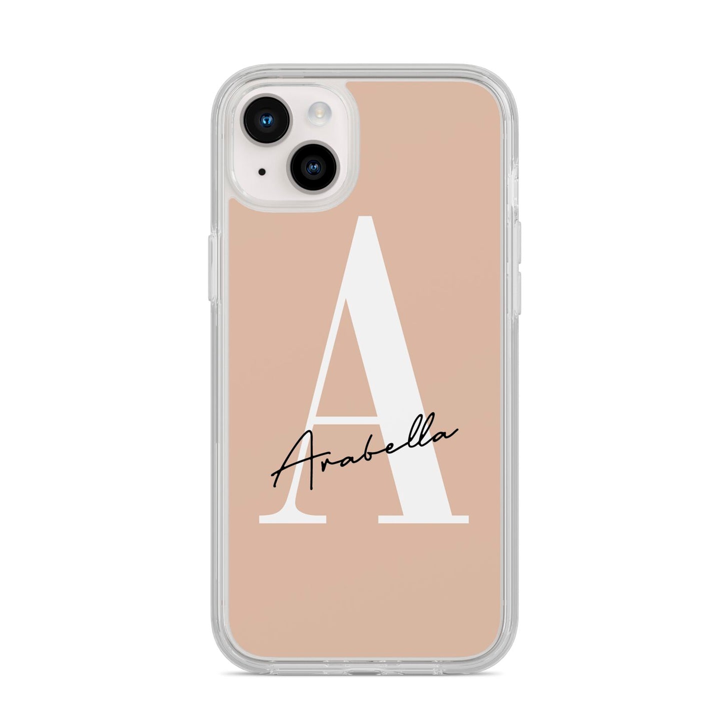 Personalised Nude Colour Initial iPhone 14 Plus Clear Tough Case Starlight