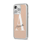 Personalised Nude Colour Initial iPhone 14 Pro Max Clear Tough Case Silver Angled Image