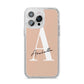 Personalised Nude Colour Initial iPhone 14 Pro Max Glitter Tough Case Silver