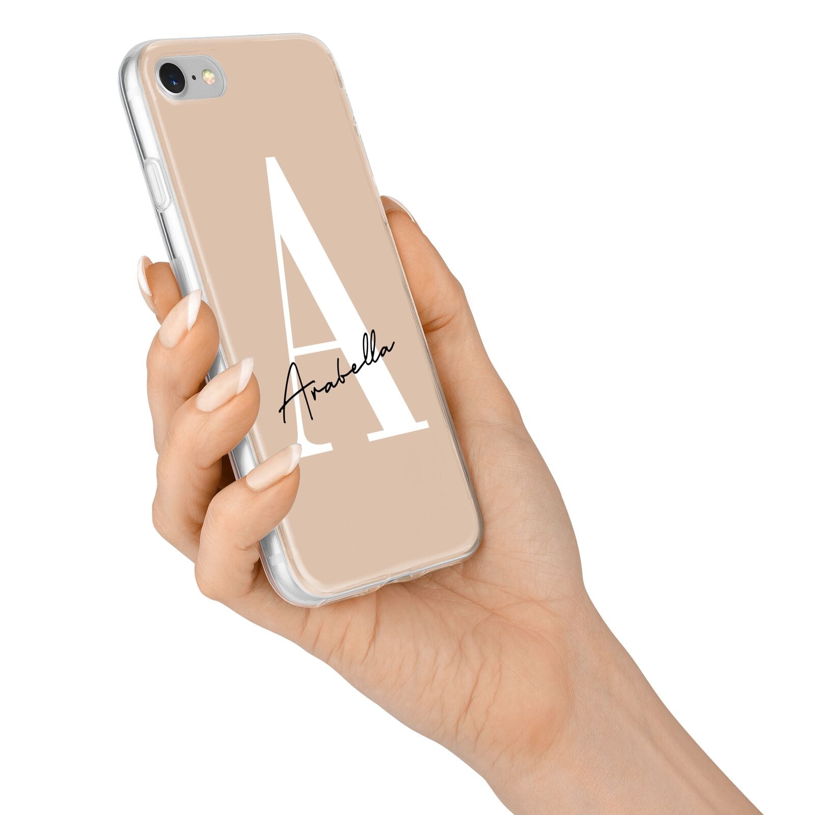 Personalised Nude Colour Initial iPhone 7 Bumper Case on Silver iPhone Alternative Image