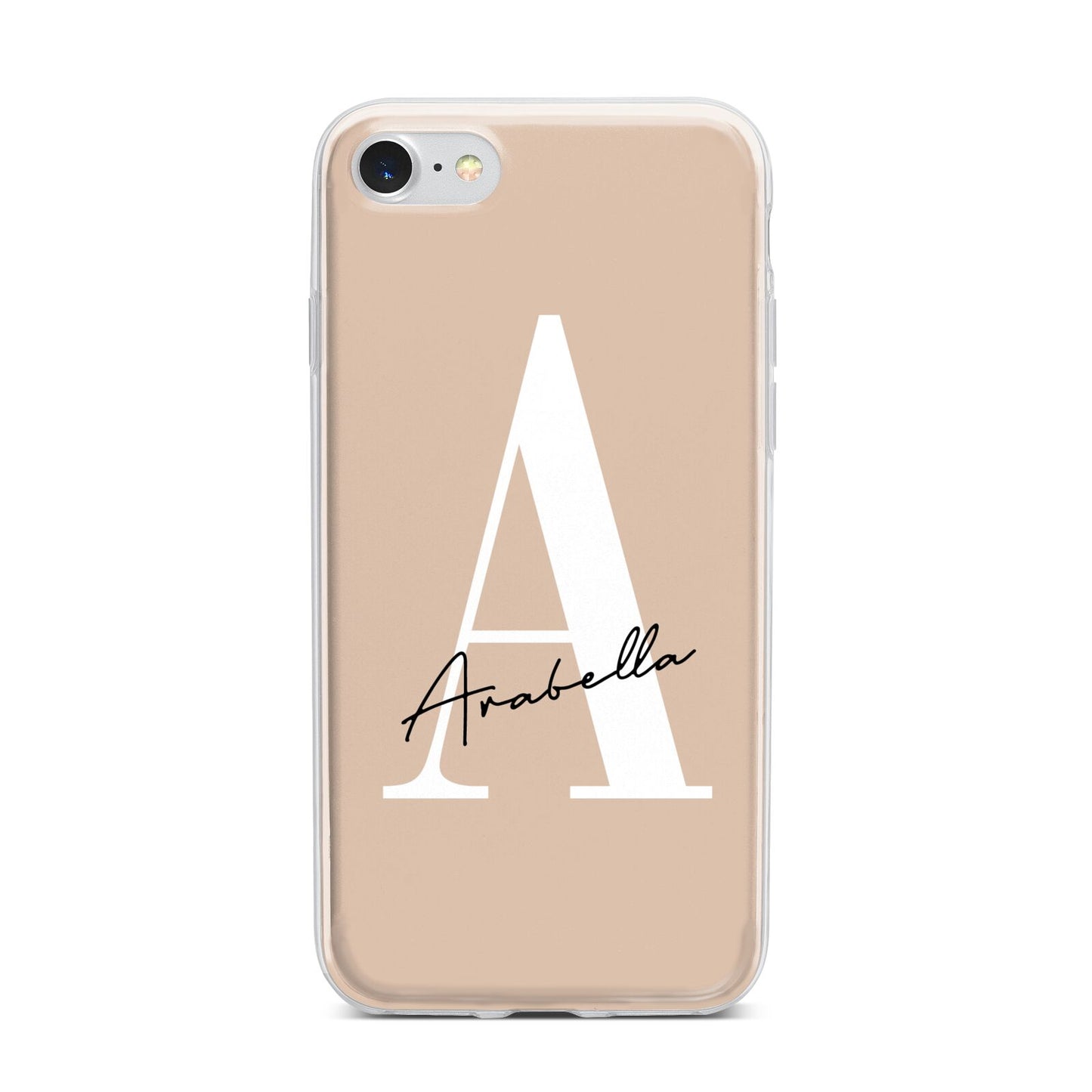 Personalised Nude Colour Initial iPhone 7 Bumper Case on Silver iPhone
