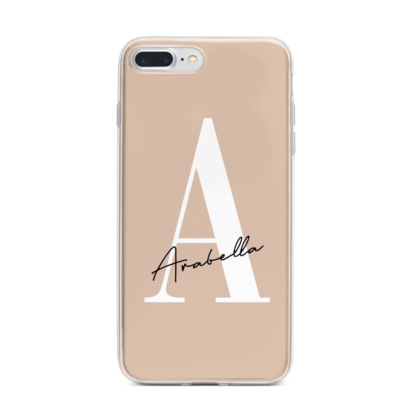 Personalised Nude Colour Initial iPhone 7 Plus Bumper Case on Silver iPhone