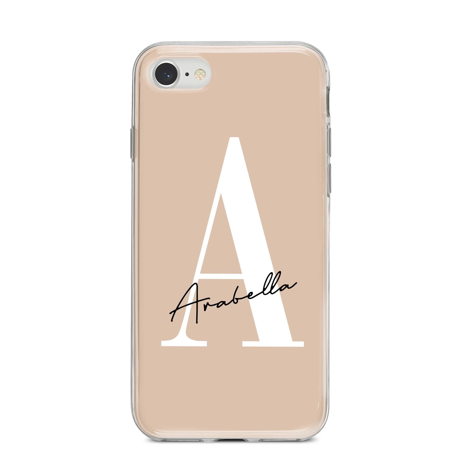 Personalised Nude Colour Initial iPhone 8 Bumper Case on Silver iPhone