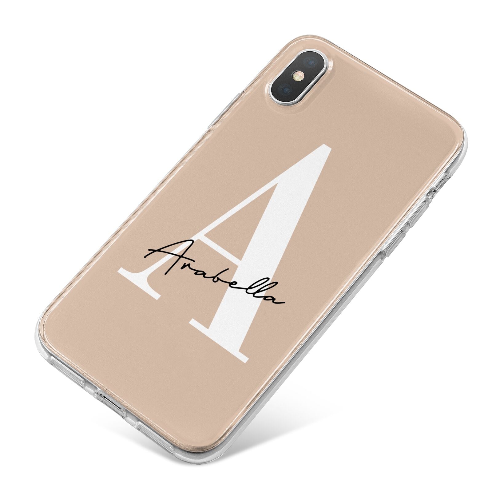 Personalised Nude Colour Initial iPhone X Bumper Case on Silver iPhone