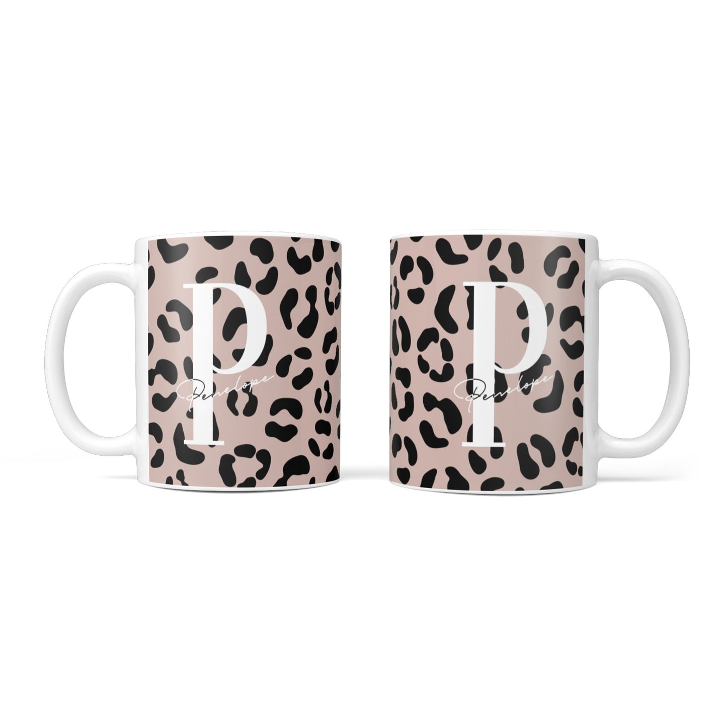 Personalised Nude Colour Leopard Print 10oz Mug Alternative Image 3
