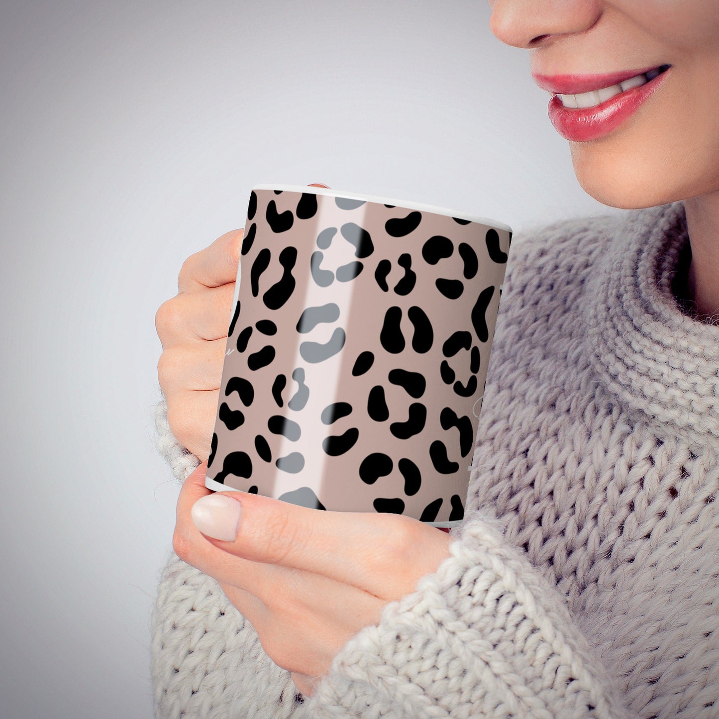 Personalised Nude Colour Leopard Print 10oz Mug Alternative Image 6