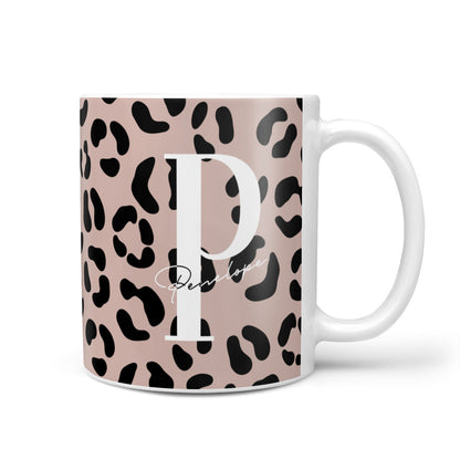 Personalised Nude Colour Leopard Print 10oz Mug