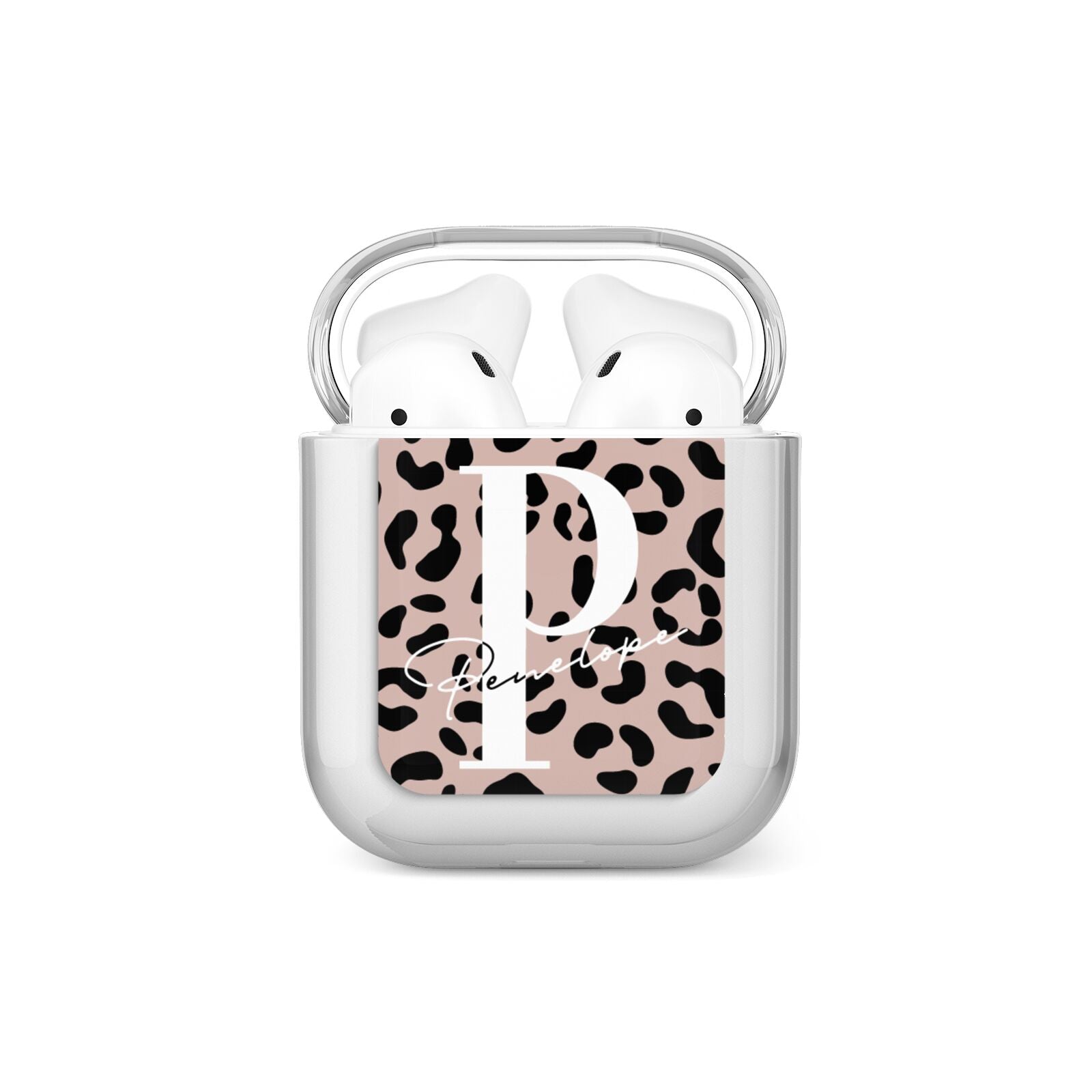 Personalised Nude Colour Leopard Print AirPods Case