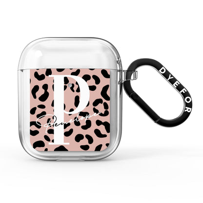 Personalised Nude Colour Leopard Print AirPods Clear Case