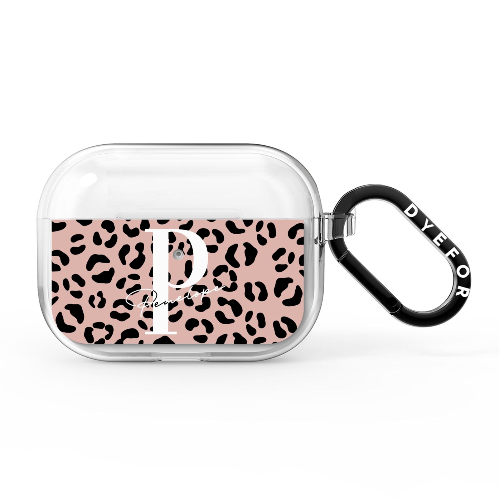 Personalised Nude Colour Leopard Print AirPods Pro Clear Case
