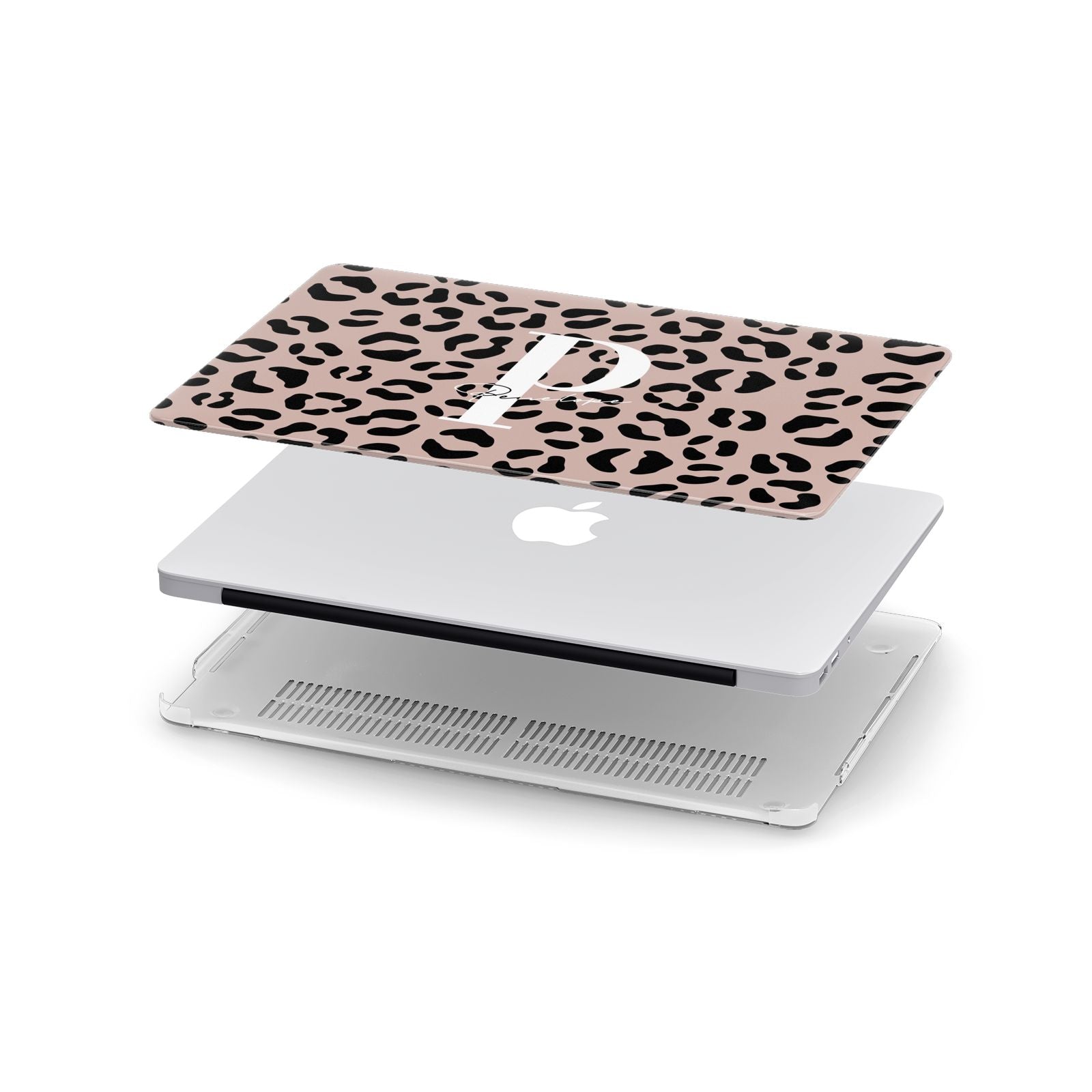 Personalised Nude Colour Leopard Print Apple MacBook Case in Detail