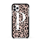 Personalised Nude Colour Leopard Print Apple iPhone 11 Pro Max in Silver with Black Impact Case