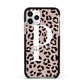 Personalised Nude Colour Leopard Print Apple iPhone 11 Pro in Silver with Black Impact Case