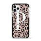 Personalised Nude Colour Leopard Print Apple iPhone 11 Pro in Silver with Black Impact Case