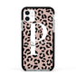 Personalised Nude Colour Leopard Print Apple iPhone 11 in White with Black Impact Case