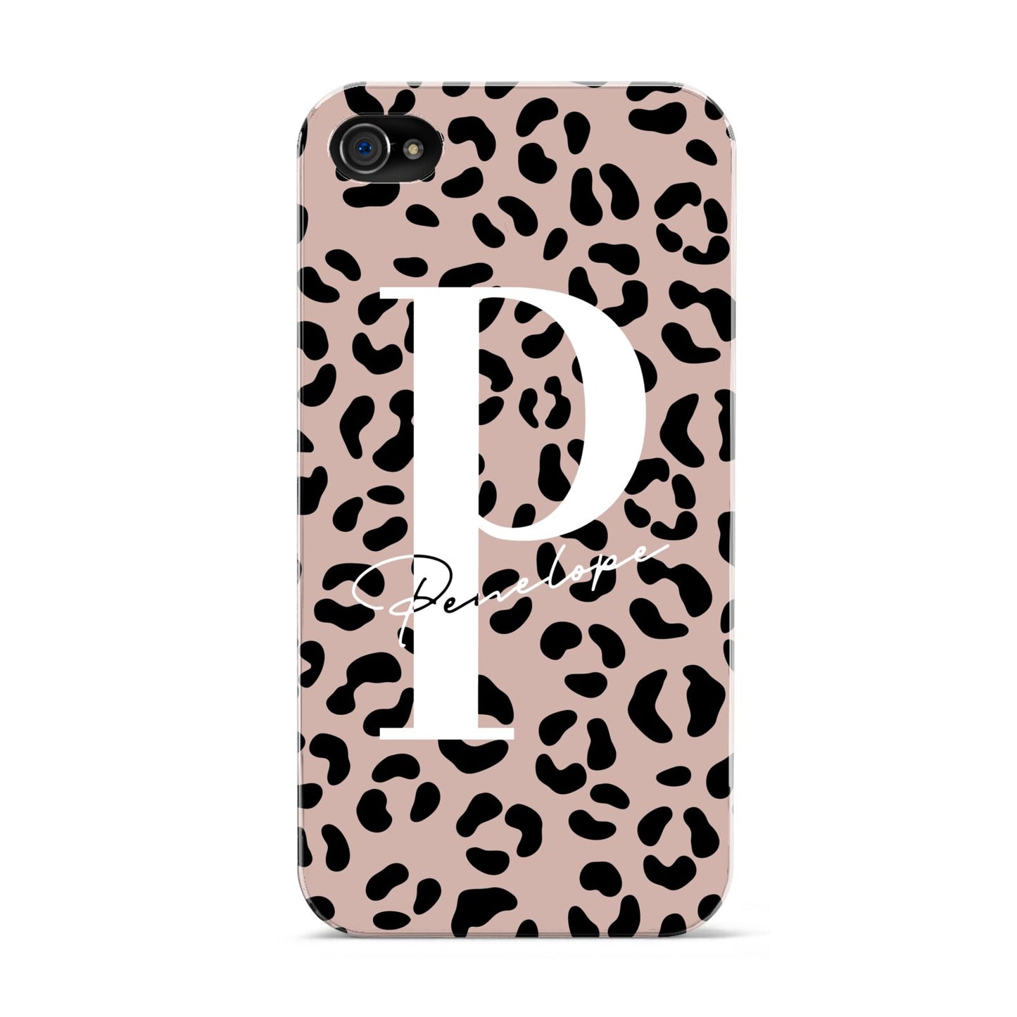 Personalised Nude Colour Leopard Print Apple iPhone 4s Case