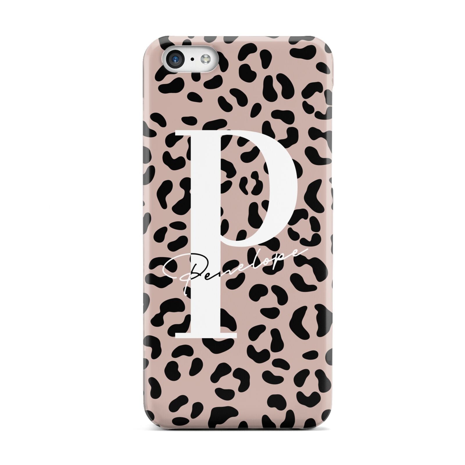 Personalised Nude Colour Leopard Print Apple iPhone 5c Case