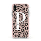 Personalised Nude Colour Leopard Print Apple iPhone Xs Impact Case Pink Edge on Silver Phone