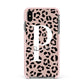 Personalised Nude Colour Leopard Print Apple iPhone Xs Max Impact Case Pink Edge on Black Phone