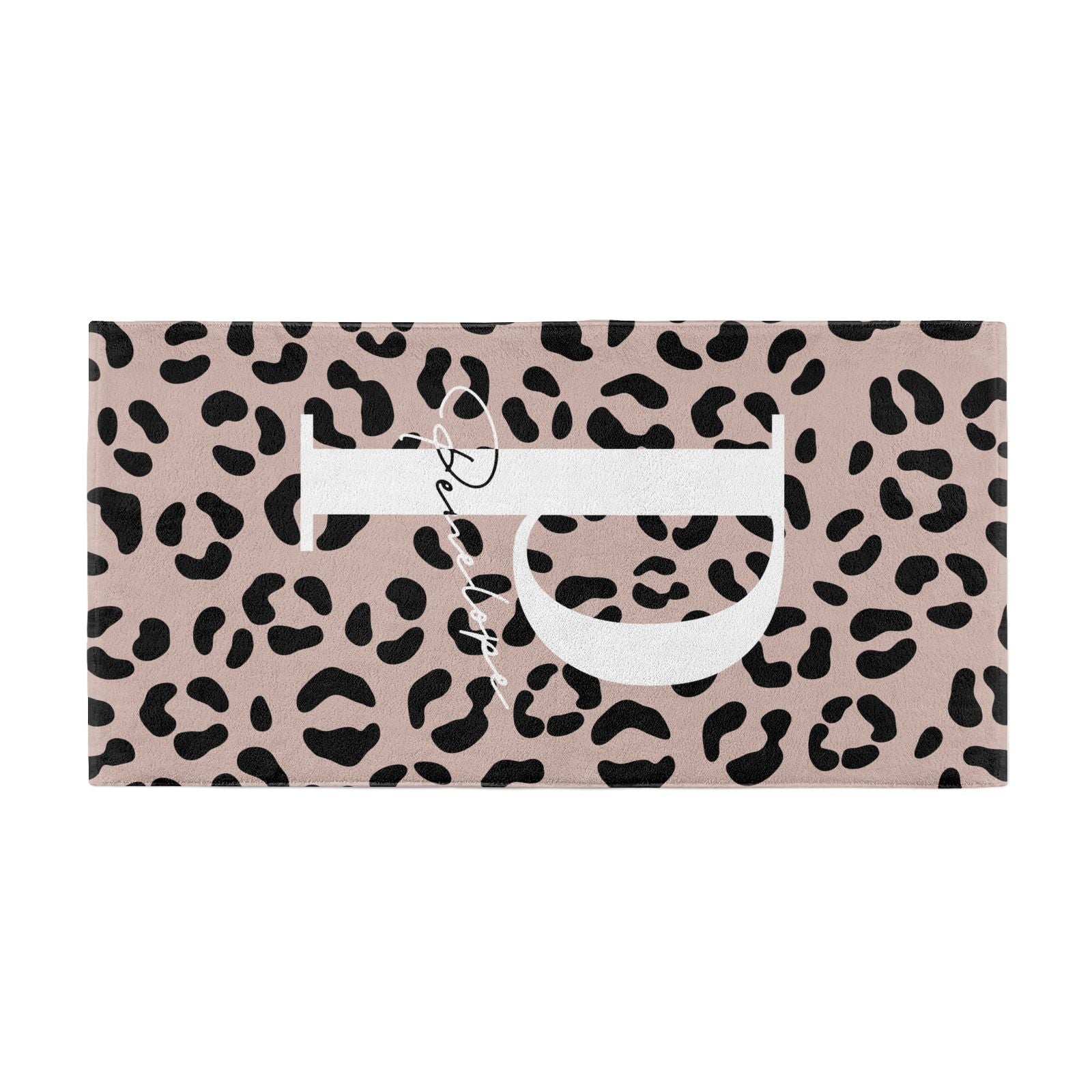 Personalised Nude Colour Leopard Print Beach Towel Alternative Image