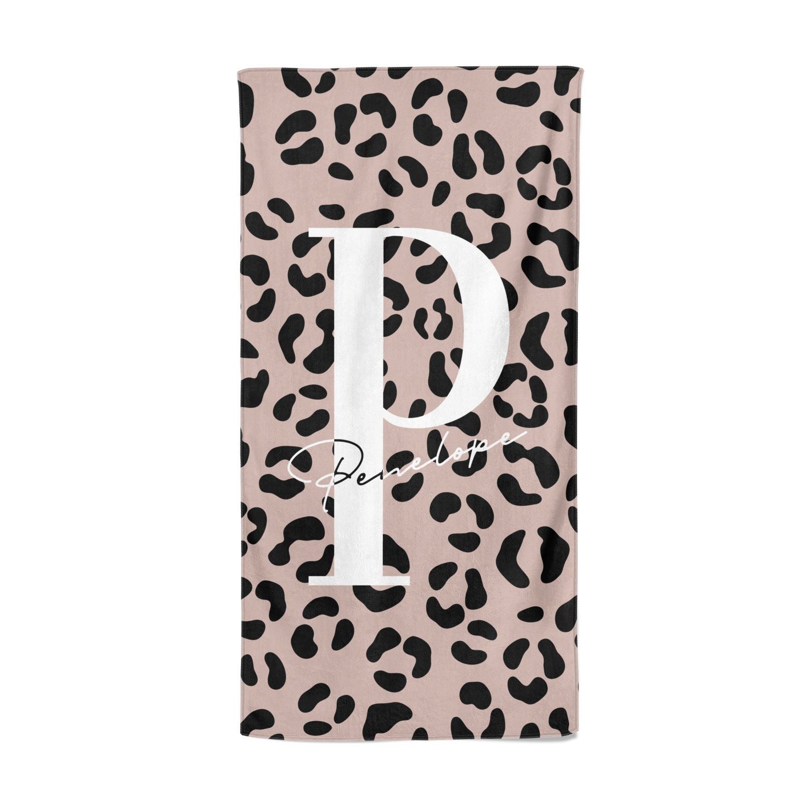 Personalised Nude Colour Leopard Print Beach Towel