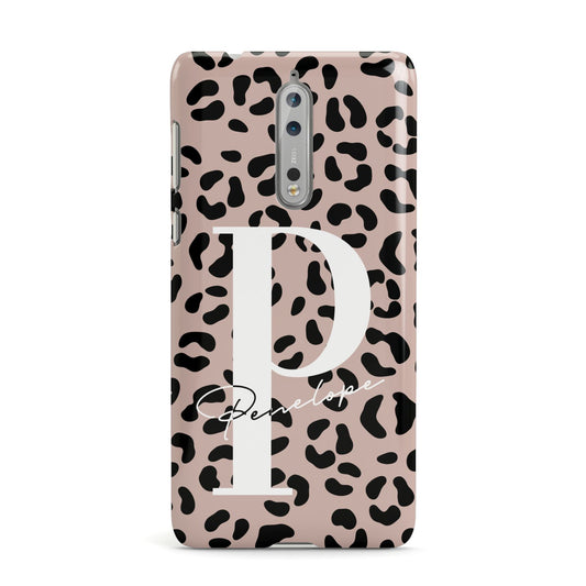 Personalised Nude Colour Leopard Print Nokia Case